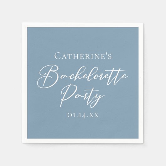Personalized Chic Dusty Blue Bachelorette Party Serviette (Vorderseite)
