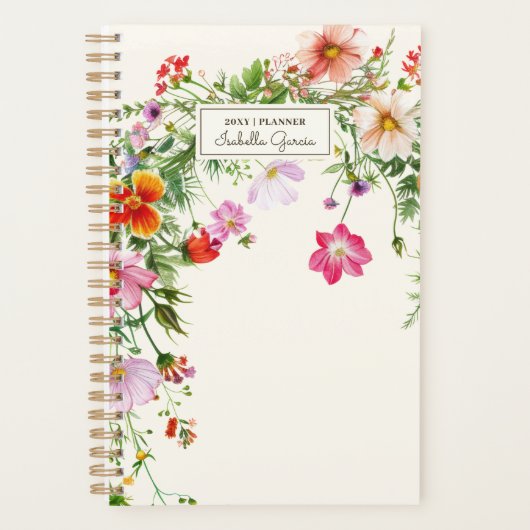 Personalized Chic Elegant Wildflower Planner Planer (Vorderseite)