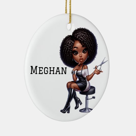 Personalized Chic Hair Stylist Keramik Ornament (Rechts)