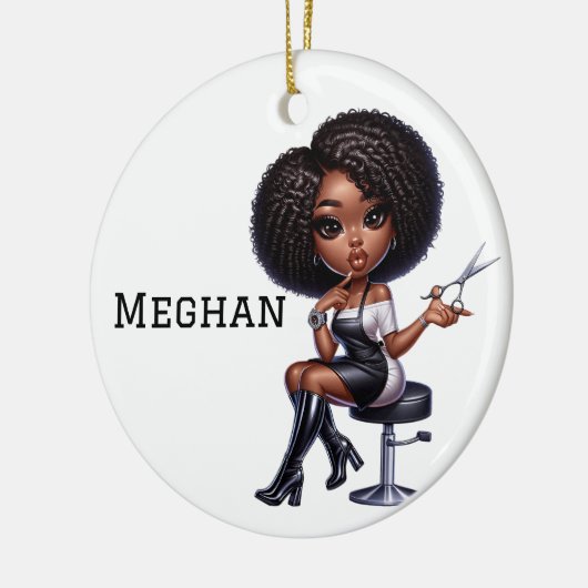 Personalized Chic Hair Stylist Keramik Ornament (Links)