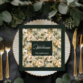 Personalized Chic Napkins Green Gold Botanical Serviette