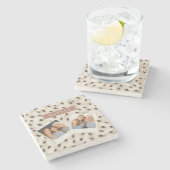 Personalized Chic Neutral Leopard Animal Print Steinuntersetzer (Seitenansicht)