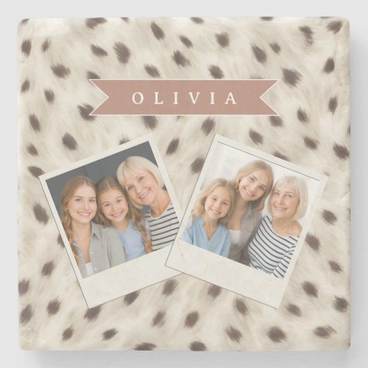 Personalized Chic Neutral Leopard Animal Print Steinuntersetzer (Vorderseite)