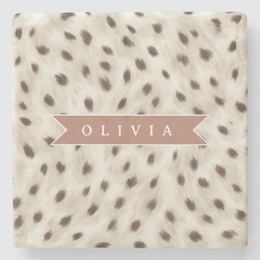 Personalized Chic Neutral Leopard Animal Print Steinuntersetzer (Vorderseite)