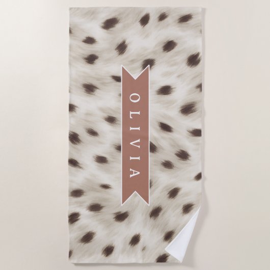 Personalized Chic Neutral Leopard Animal Print Strandtuch (Vorderseite)