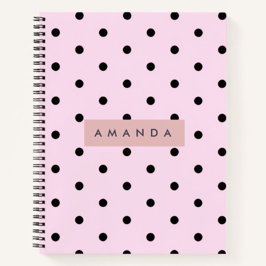Personalized Chic Pink and Black Polka Dot Notizblock (Vorderseite)