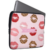 Personalized Chic Pink Leopart Print Lip Pattern Laptopschutzhülle (Vorne Rechts)