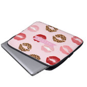 Personalized Chic Pink Leopart Print Lip Pattern Laptopschutzhülle (Vorne Knopf)