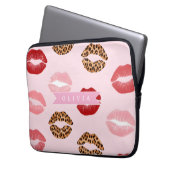 Personalized Chic Pink Leopart Print Lip Pattern Laptopschutzhülle (Vorderseite Links)