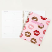 Personalized Chic Pink Leopart Print Lip Pattern Planer (Anzeige)