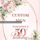 Personalized Chic Rose Gold 50th Birthday Tabletop Poster