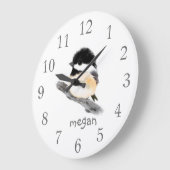 Personalized Chickadee Bird Wall Clock Große Wanduhr (Winkel)