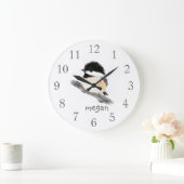 Personalized Chickadee Bird Wall Clock Große Wanduhr (Zuhause)