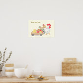 Personalized Chicken Family Strawberries Art Poster (Küche)