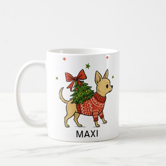 Personalized Chihuahua Christmas Tree Dog Kaffeetasse (Links)