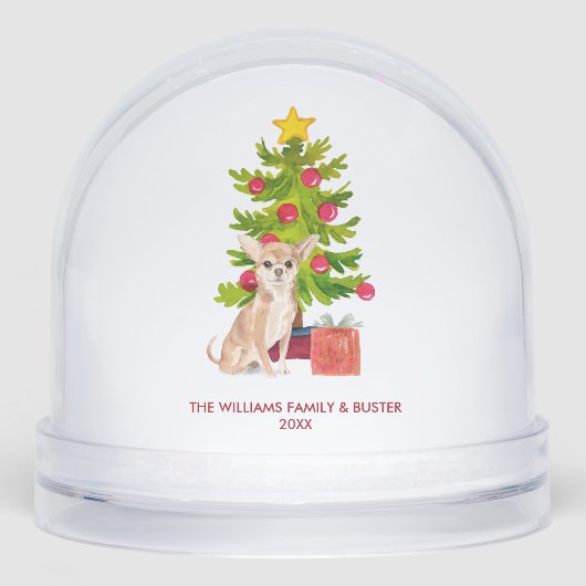 Personalized Chihuahua Dog Christmas Schneekugeln (Vorderseite)