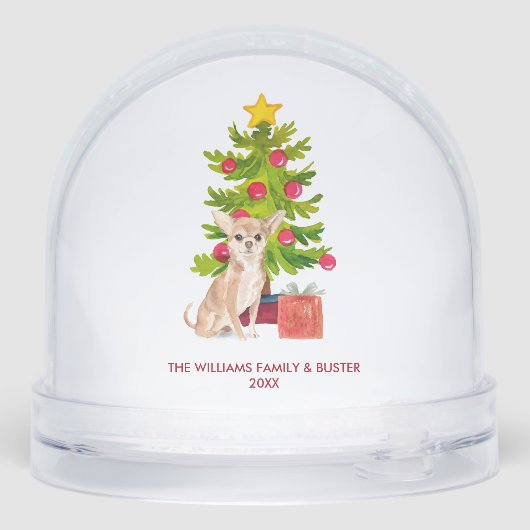 Personalized Chihuahua Dog Christmas Schneekugeln (Rückseite)