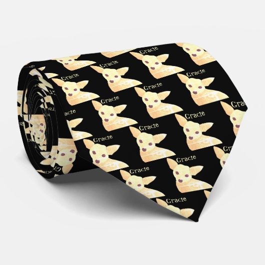 Personalized Chihuahua Men's Tie Krawatte (Gerollt)