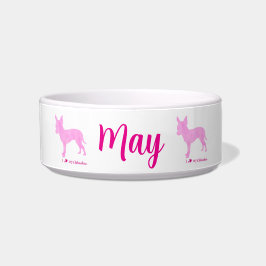 Personalized Chihuahua Pet Bowl  Pink Silhouette  Napf