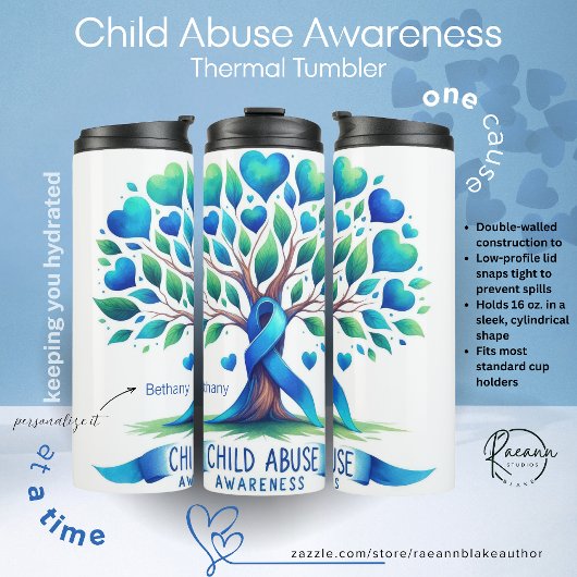 Personalized Child Abuse Awareness Thermal Tumbler Thermosbecher