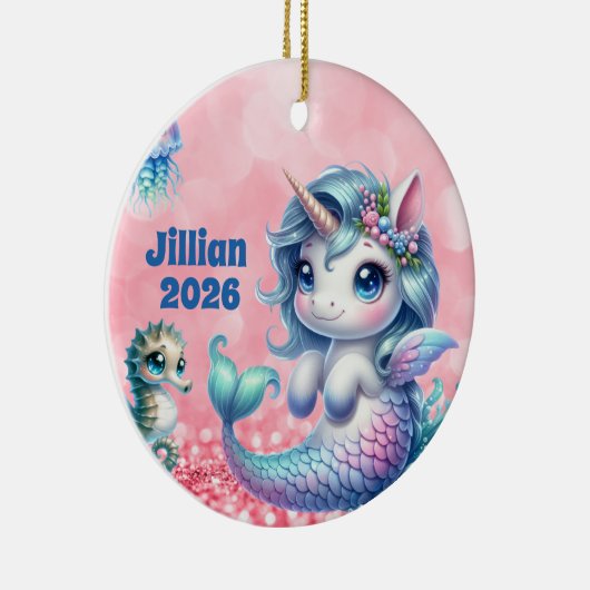 Personalized Child Name Unicorn Ornament (Rechts)