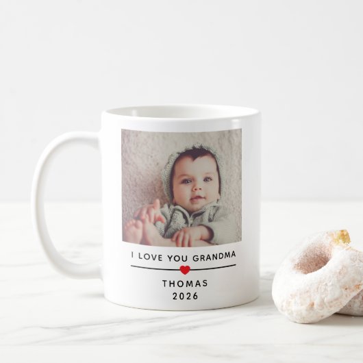 Personalized Child Photo Mug for Grandma with Name Kaffeetasse (Mit Donut)