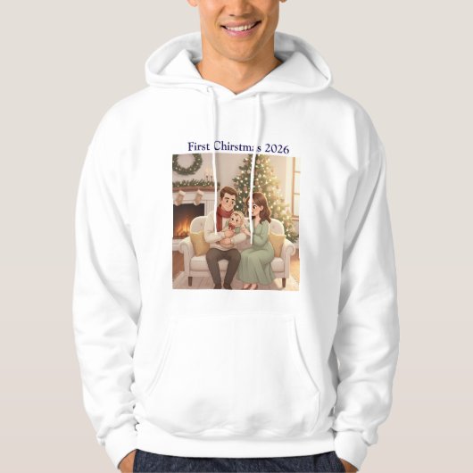 Personalized Child’s First Christmas Hoodie – Men’ (Vorderseite)