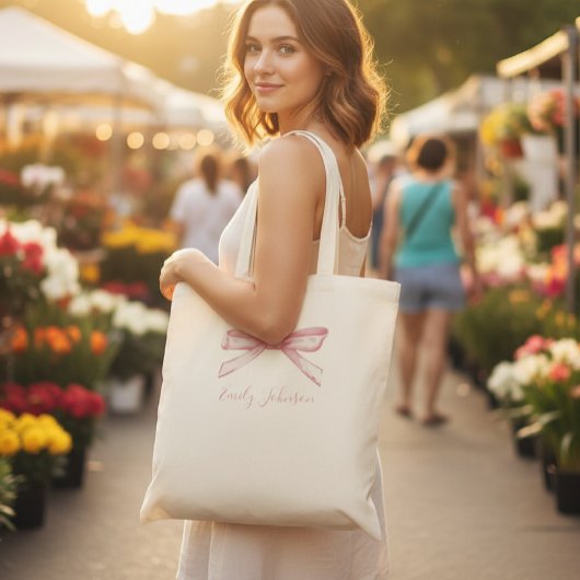Personalized children's tote bag with bow tragetasche