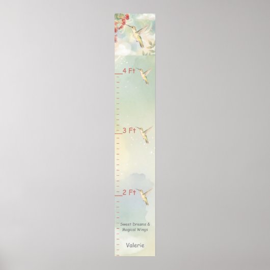 Personalized Child's Growth Chart Whimsical Wings  Poster (Vorne)