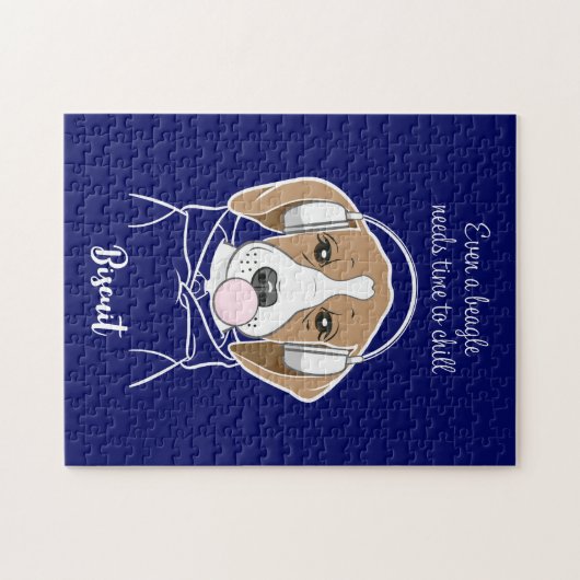 Personalized Chilling Dog Funny Beagle Puzzle (Horizontal)