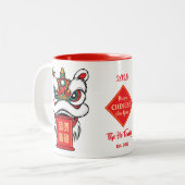 Personalized Chinese Lion Dance New Year Zweifarbige Tasse (Vorderseite Links)