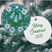 Personalized Chinoiserie Blue White Wreath Bells Keramik Ornament