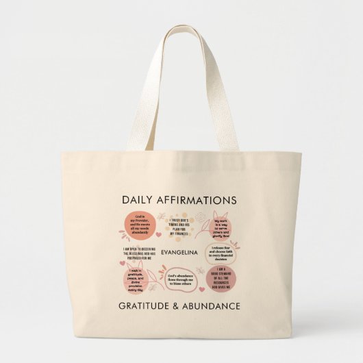 Personalized Christian DAILY AFFIRMATIONS Jumbo Stoffbeutel (Vorne)