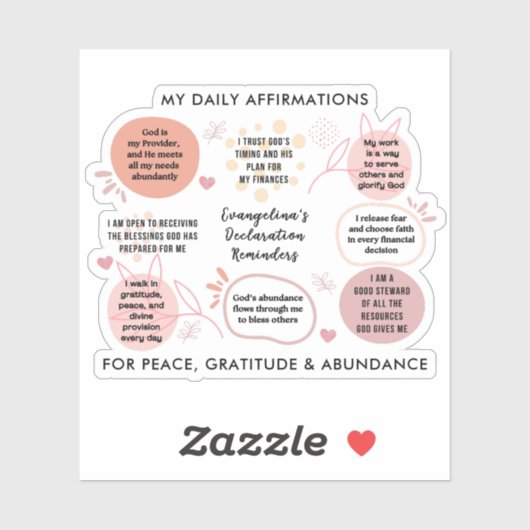 Personalized Christian Daily Affirmations Quotes Aufkleber (Blatt)