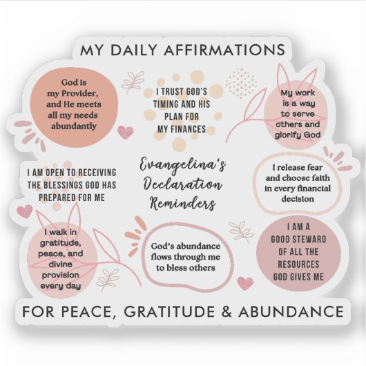 Personalized Christian Daily Affirmations Quotes Aufkleber (Vorderseite)