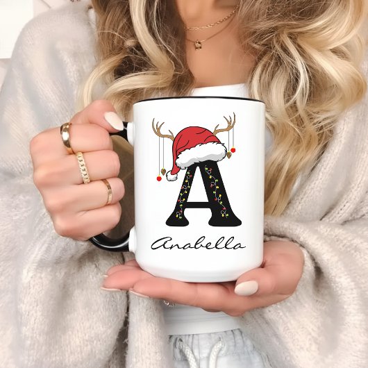 Personalized Christmas Alphabet Mug for Kids Tasse
