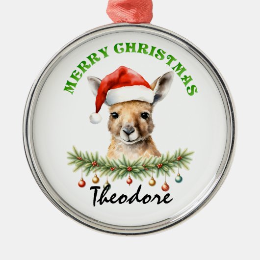 Personalized Christmas Aussie Animals Kangaroo Ornament Aus Metall (Vorne)