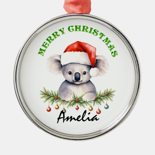 Personalized Christmas Aussie Animals Koala Ornament Aus Metall (Vorne)