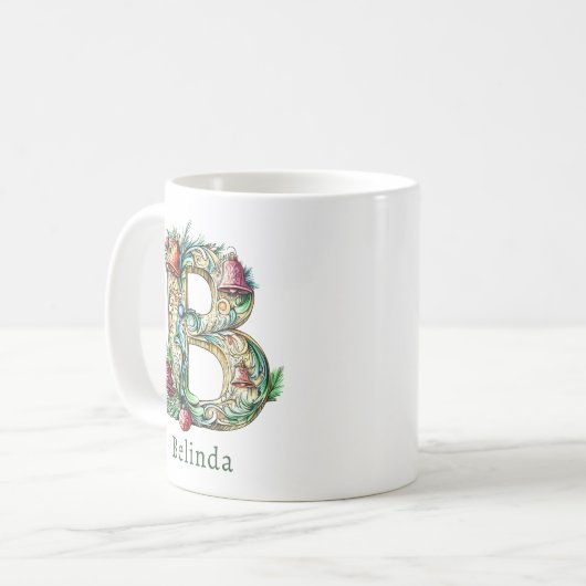 Personalized Christmas B Initial Monogram Kaffeetasse (Vorderseite Links)