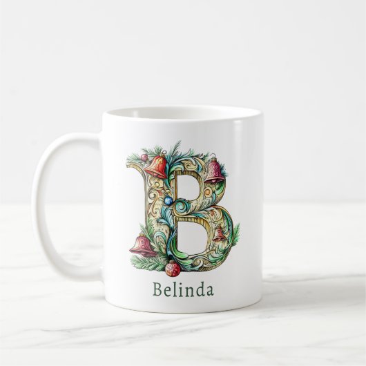 Personalized Christmas B Initial Monogram Kaffeetasse (Links)