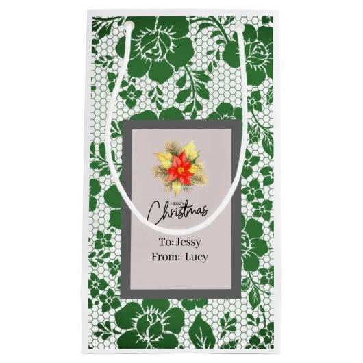 Personalized Christmas Bag Gray Serif Font   Kleine Geschenktüte (Vorderseite)