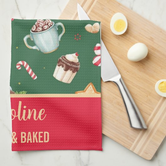 Personalized Christmas Baking Pattern Geschirrtuch (Viertel Falte)