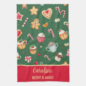 Personalized Christmas Baking Pattern Geschirrtuch (Vertikal)