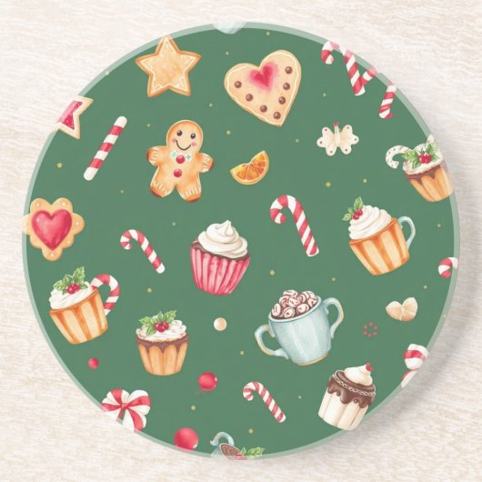 Personalized Christmas Baking Pattern Getränkeuntersetzer (Vorne)
