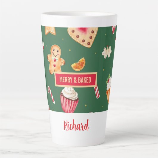 Personalized Christmas Baking Pattern Milchtasse (Vorderseite)