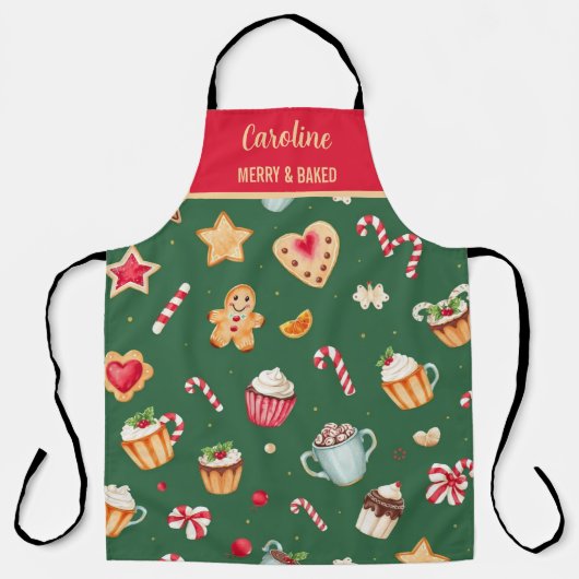 Personalized Christmas Baking Pattern Schürze (Vorderseite)