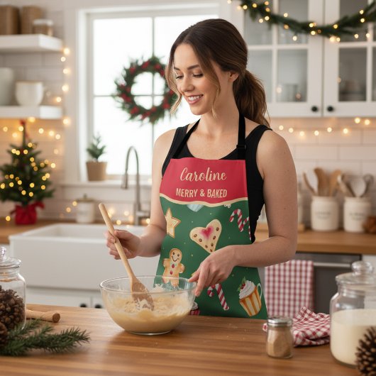 Personalized Christmas Baking Pattern Schürze