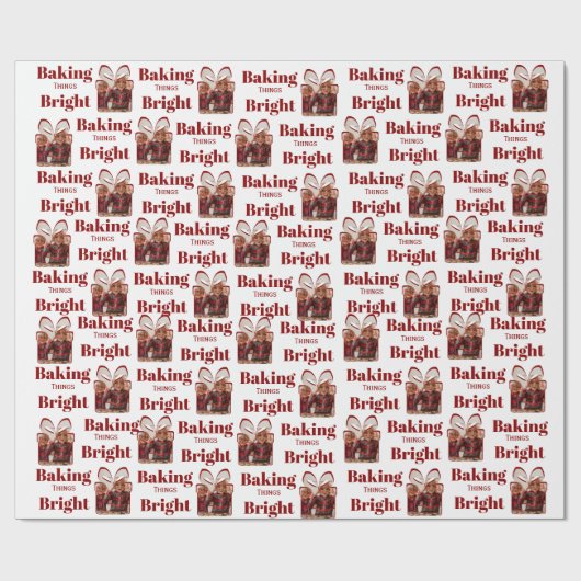 Personalized Christmas Baking Photo  Geschenkpapier (Flach)