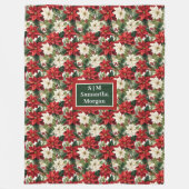 Personalized Christmas Blanket Classic Floral Look Fleecedecke (Vorderseite)