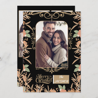 Personalized Christmas Card - Watercolor Floral Einladung